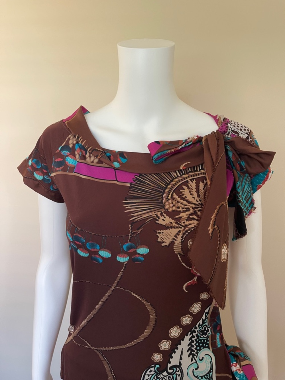 Brown Floral Print Tie-Waist two piece Dress - Picture 2 of 16